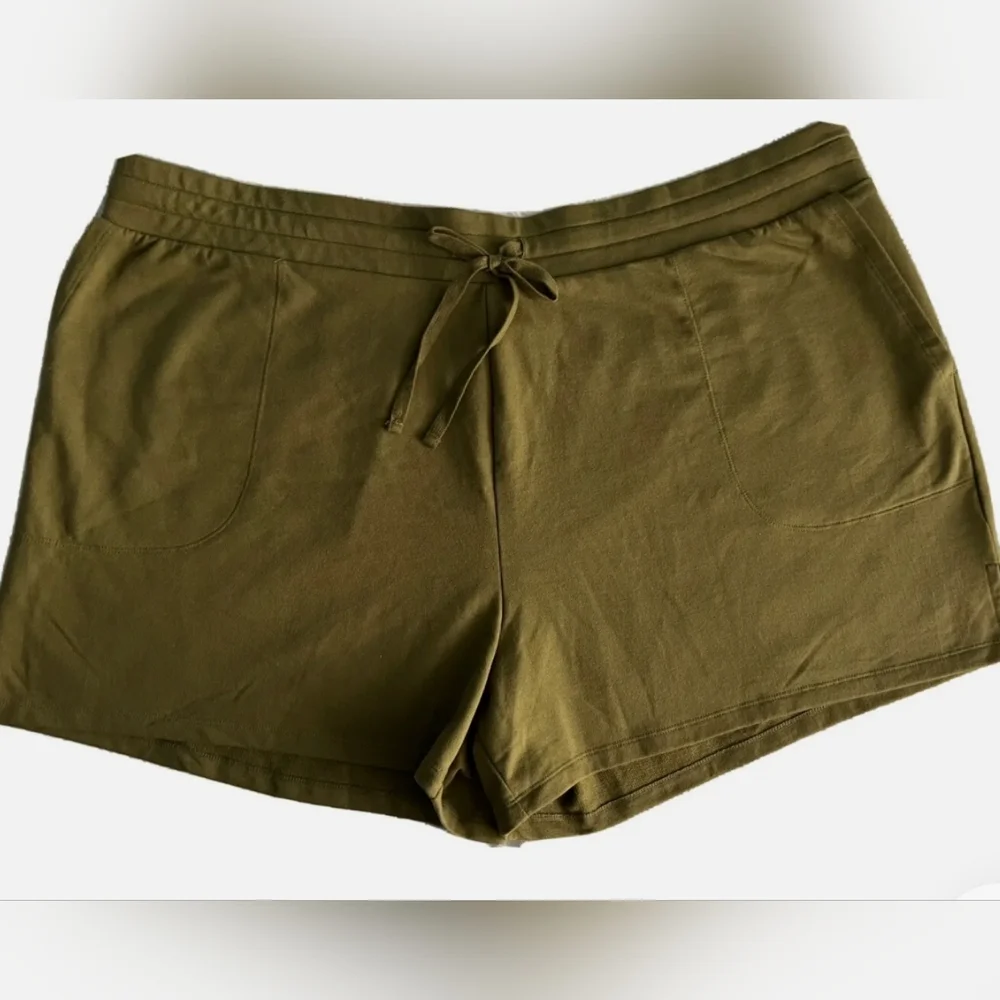 Ava & Viv Plus Shorts Sz 2X Elastic Waist Pockets High Rise Olive Green